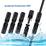 Conector MC4 para instalaciones solares, resistente y eficiente.