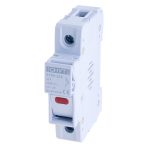 Portafusible DC 1000VDC 10x38 para protección contra sobrecorrientes en sistemas fotovoltaicos.