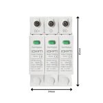 Protección contra sobretensiones 3P para sistemas solares DC 1000VDC 20kA-40kA, protegiendo tus paneles e inversores de picos de voltaje.